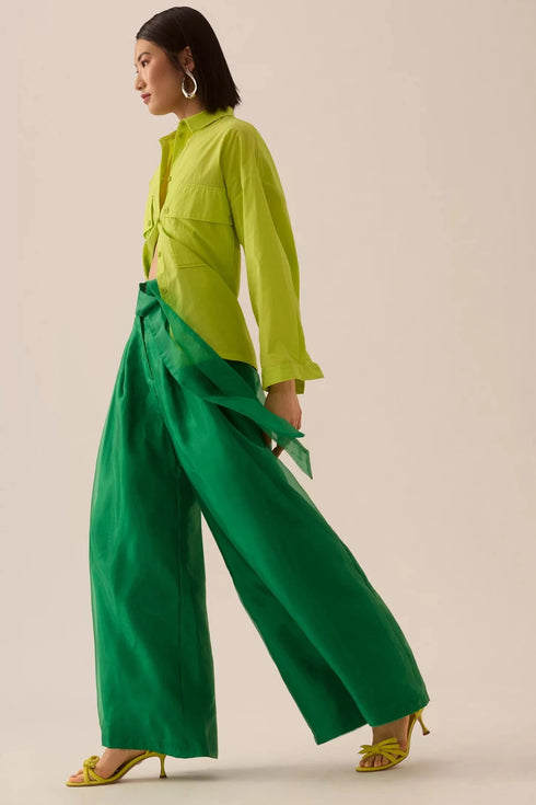 Belted Wide-Leg Pants - Poison Ivy